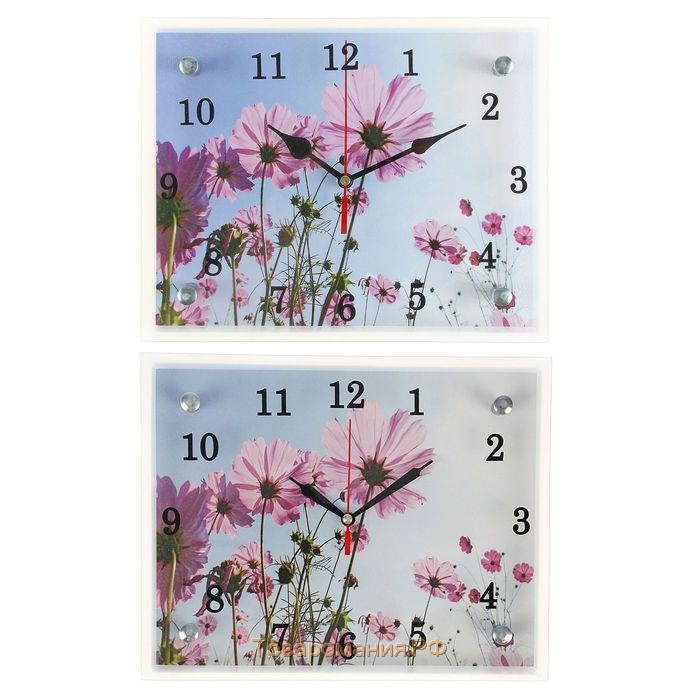 Часы-картина настенные, серия: Цветы, "Сиреневые цветы", 20х25  см
