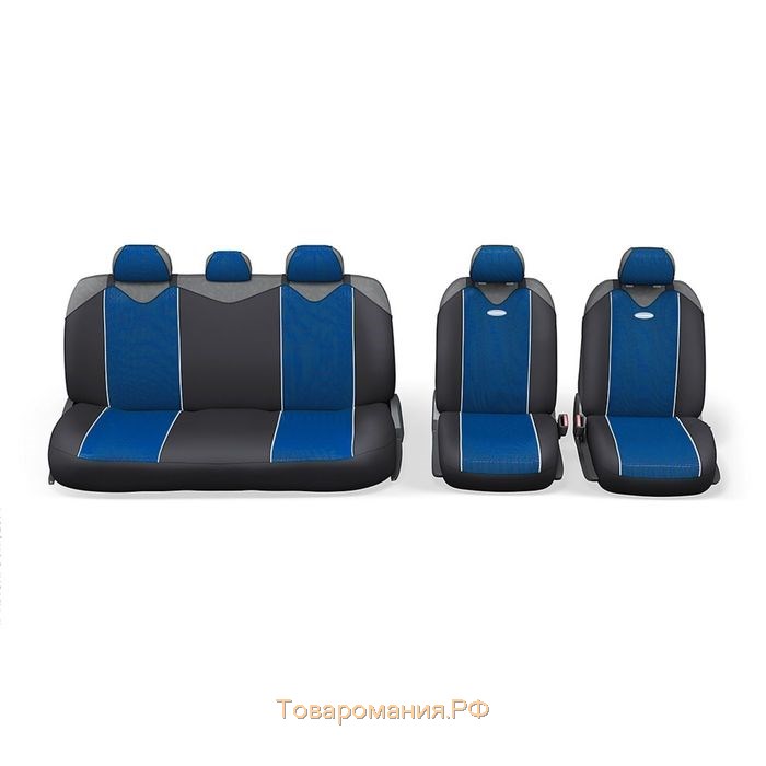 Чехол-майка AUTOPROFI CARBON PLUS CRB-902P BK/BL, закрытое сиденье, полиэстер под карбон, 9 предметов, цвет чёрный/синий