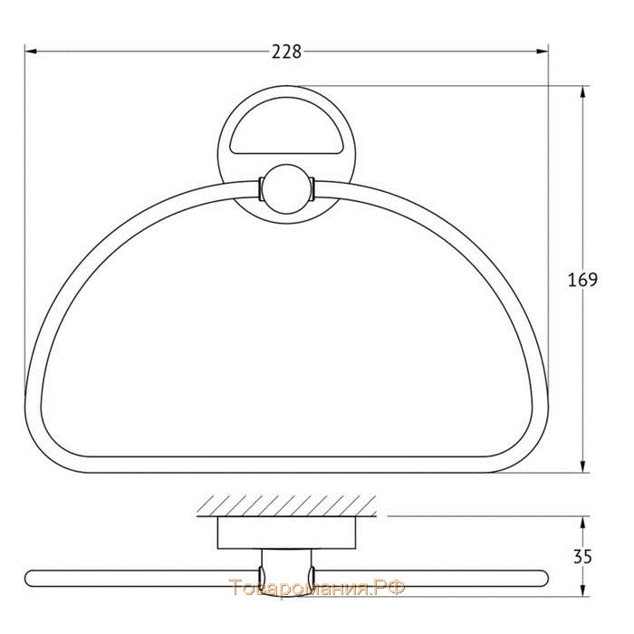 Держатель полотенца полукруглый, хром, FBS