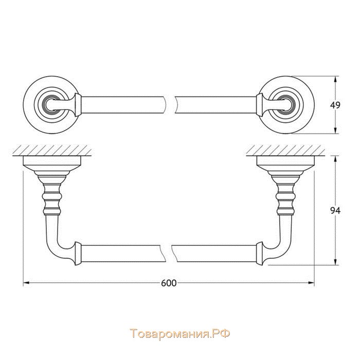 Штанга для полотенца 60 cm, античная медь, 3SC