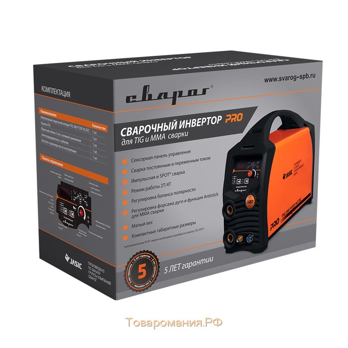 Инвертор сварочный "СВАРОГ" TIG 200 P DSP AC/DC "PRO"E201, 7.5 кВт, 200А, 220В