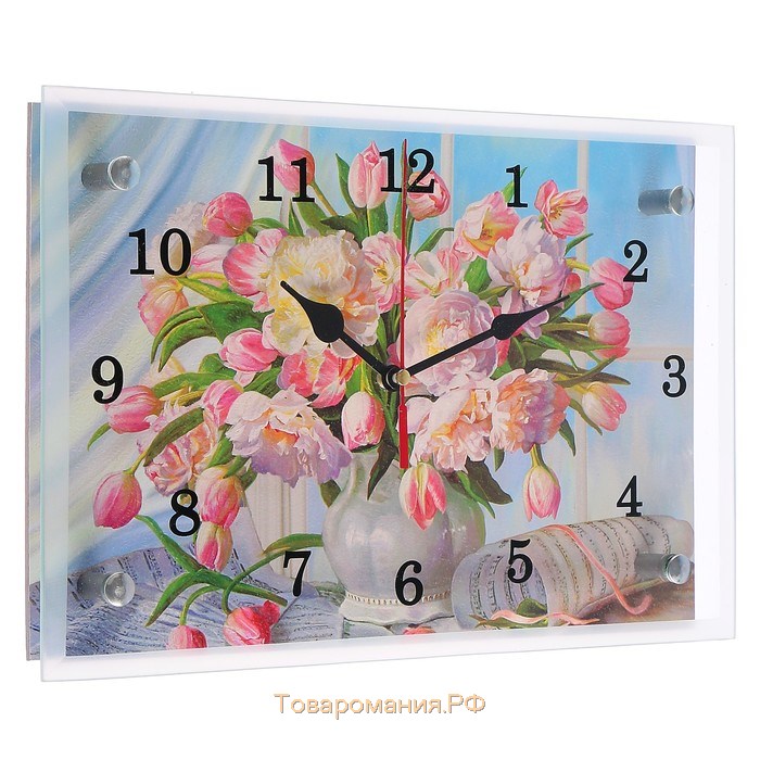 Часы настенные, серия: Цветы, "Цветы в вазе", 20х30 см