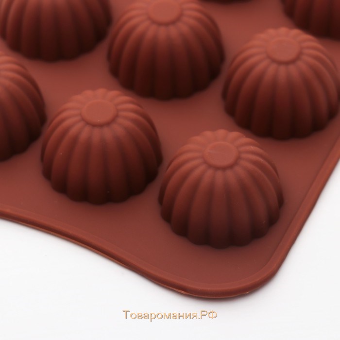 Форма для шоколада «Ассорти», силикон, 21,5×10,4×1,5 см, 15 ячеек, цвет коричневый
