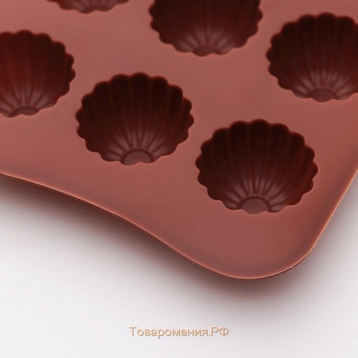 Форма для шоколада «Ассорти», силикон, 21,5×10,4×1,5 см, 15 ячеек, цвет коричневый