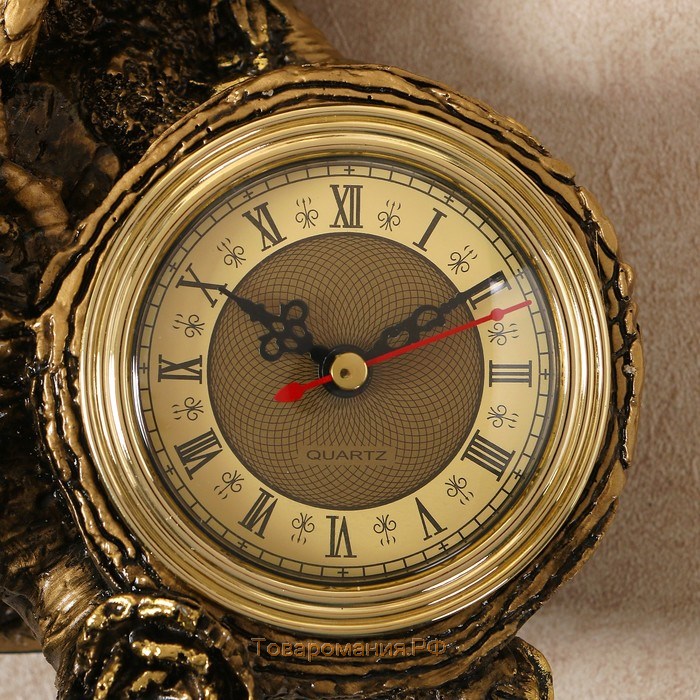 Часы настольные каминные "Орел", цвет золото,  h=31 см, d-7 см