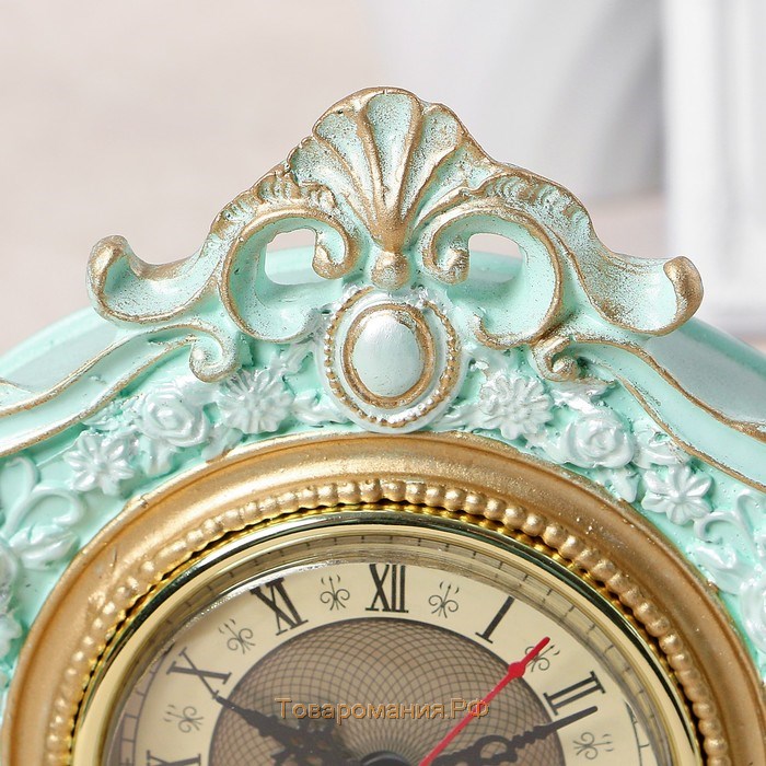 Часы настольные "Каминные", цвет  бирюзовый, 21х19х6.5 см