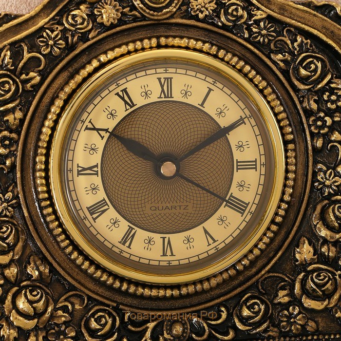 Часы настольные "Каминные", 21 х 19 х 6.5 см, d-7 см, золотой