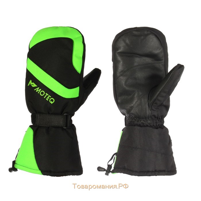 Зимние рукавицы "Бобер", размер XL, чёрные, зелёные
