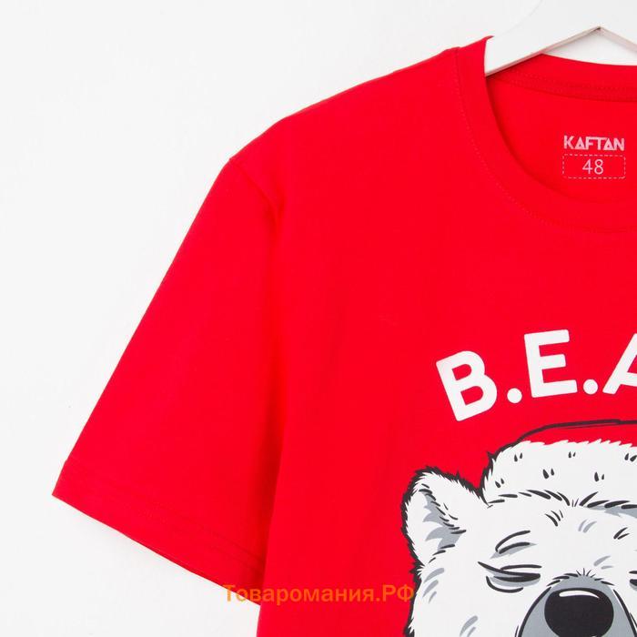 Пижама новогодняя мужская KAFTAN "Bear", цвет красный, размер 48