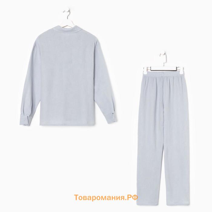 Пижама женская (рубашка и брюки) KAFTAN "Basic" размер 40-42, цвет серо-голубой