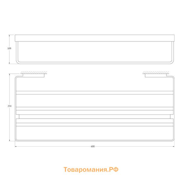 Полка для полотенец со штангой 60 cm, хром