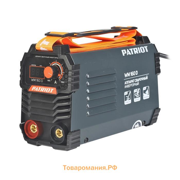 Аппарат сварочный инверторный Patriot WM160D, 220 В, 6.8 кВт, 20-160 А, электроды 1.6-4 мм