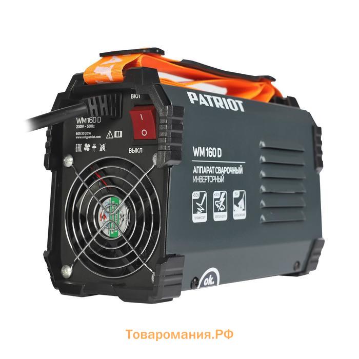 Аппарат сварочный инверторный Patriot WM160D, 220 В, 6.8 кВт, 20-160 А, электроды 1.6-4 мм