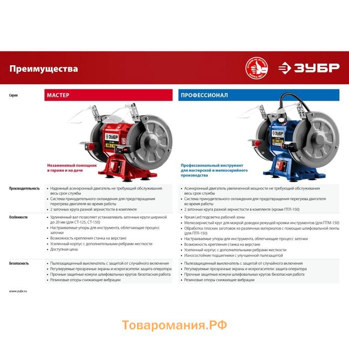 Станок заточной ЗУБР СТ-200, 220 В, 400 Вт, 2950 об/мин, диски 250х32х20 мм