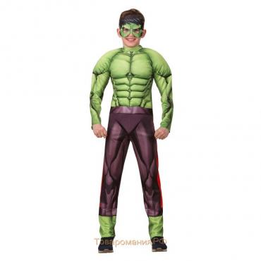 Карнавальный костюм «Халк» с мускулами, текстиль, куртка, брюки, маска, р. 34, рост 134 см