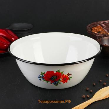 Миска эмалированная, 4 л, деколь МИКС, цвет белый