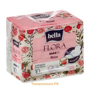 Прокладки женские гигиенические bella FLORA Rose с ароматом розы 10 шт.