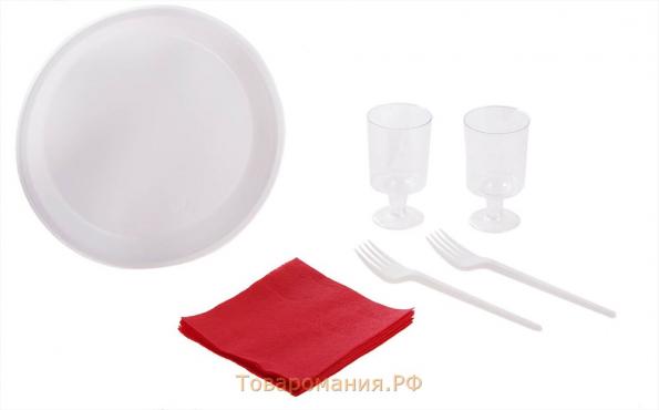 Набор пластиковой одноразовой посуды «Праздничный», 6 персон, цвет МИКС