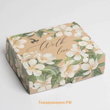 Коробка кондитерская, упаковка, With love , 17 х 20 х 6 см