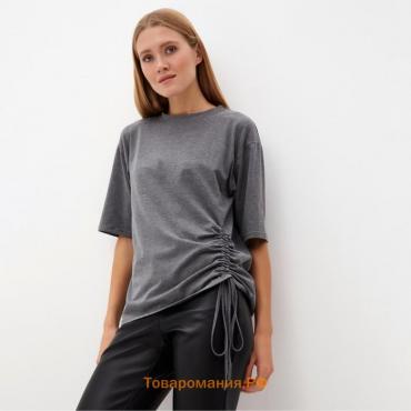 Футболка женская с кулиской MINAKU REGULAR FIT: цвет серый, р-р 48